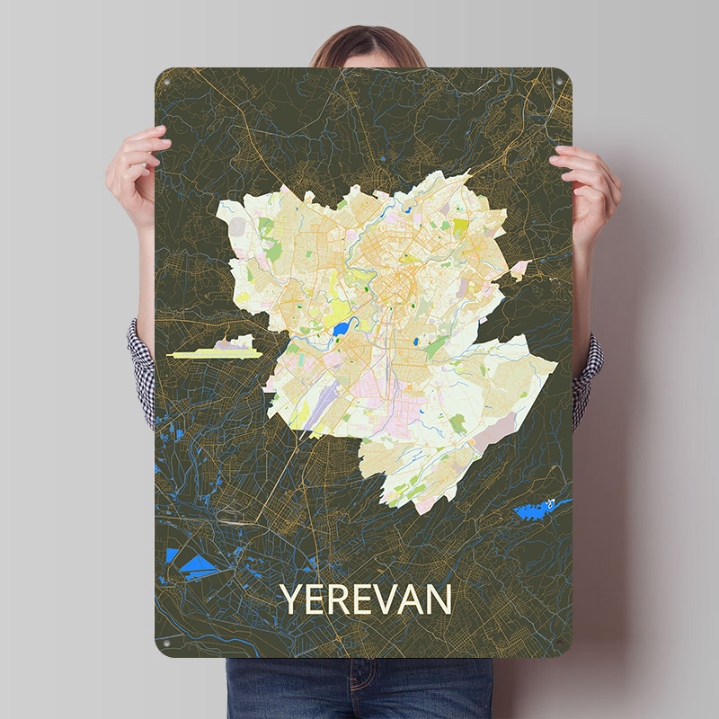 Yerevan City Map Tinplate Post - Custom Map Poster recension och pris
