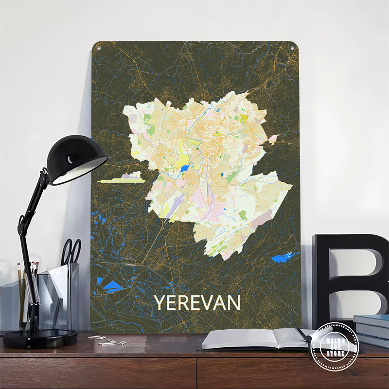 Yerevan City Map Tinplate Post - Custom Map Poster recension och pris