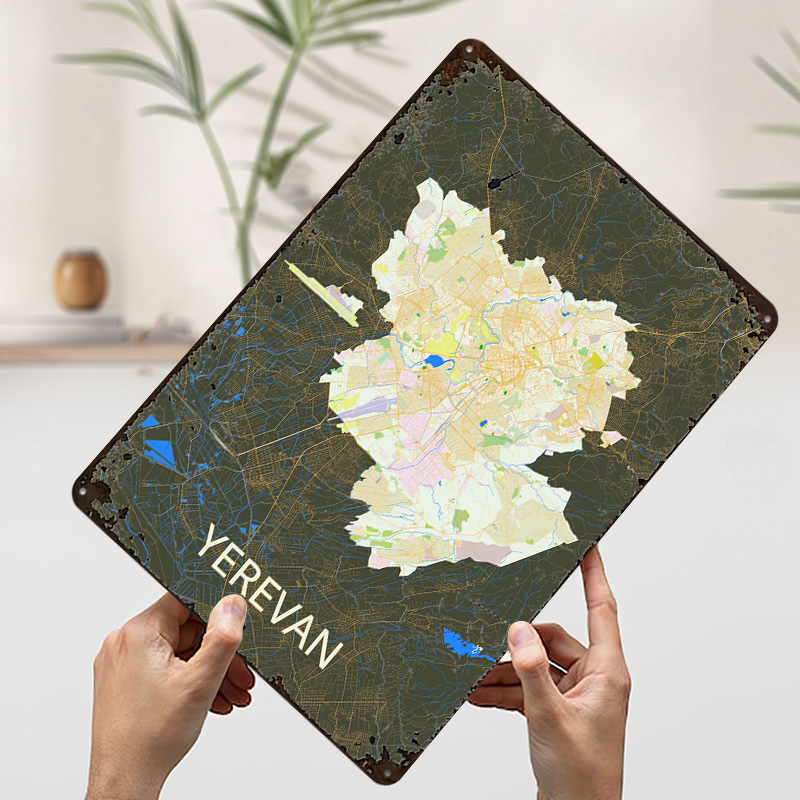 Yerevan City Map Tinplate Post - Custom Map Poster recension och pris