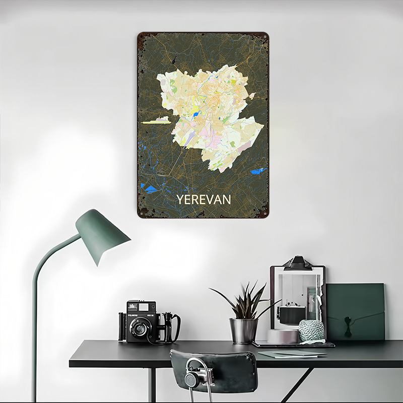 Yerevan City Map Tinplate Post - Custom Map Poster recension och pris