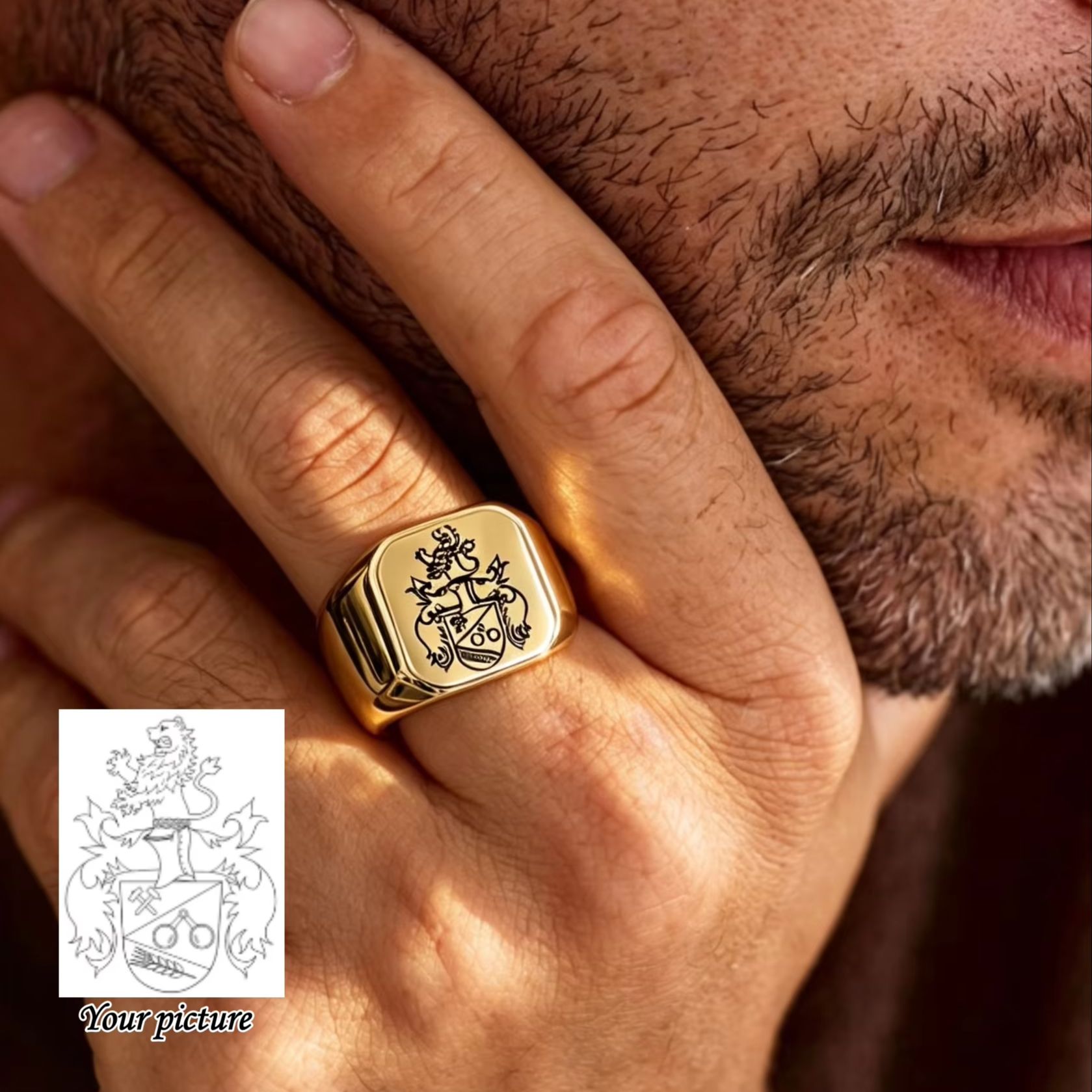 Custom Family Crest Signet Rin - Initial Ring Custom recension och pris