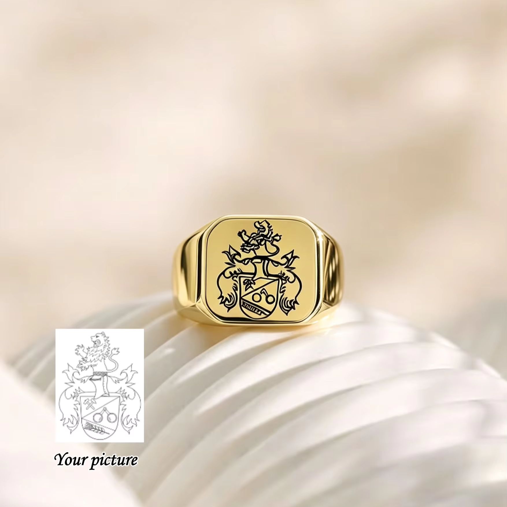 Custom Family Crest Signet Rin - Initial Ring Custom recension och pris